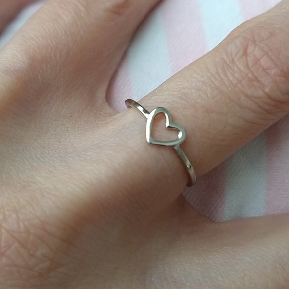 White Rhodium Heart ring 6 - Picture 6 of 6